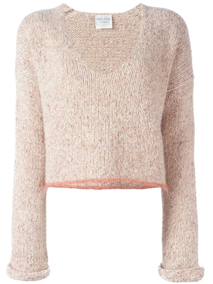 Forte Forte V-neck Jumper, Women's, Size: 0, Nude/neutrals, Polyamide/cashmere/alpaca/virgin Wool