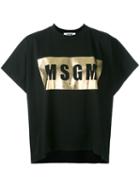 Msgm Boxy Printed T-shirt, Women's, Size: Small, Black, Cotton