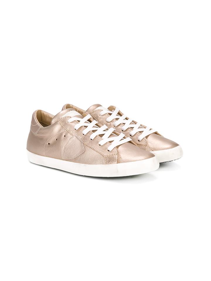 Philippe Model Kids Teen Shield Logo Lace-up Sneakers - Metallic
