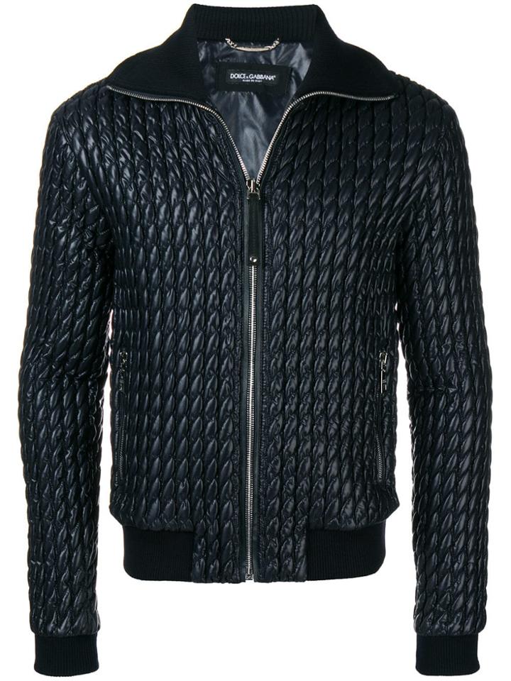 Dolce & Gabbana Padded Leather Jacket - Blue