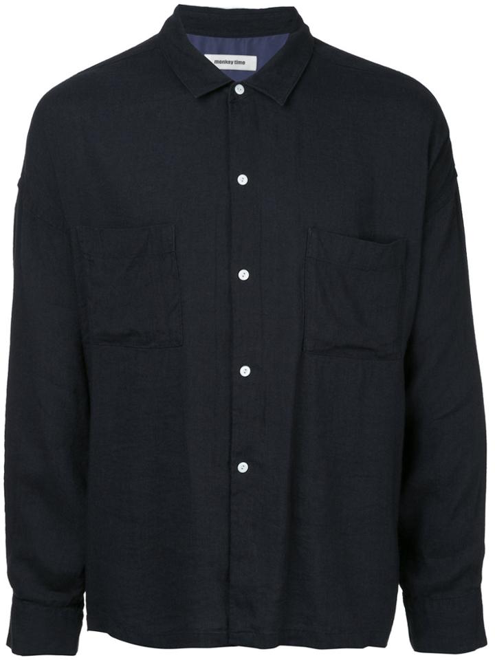Monkey Time Chest Pockets Shirt - Blue