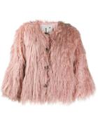 L'autre Chose Faux-fur Short Jacket - Pink