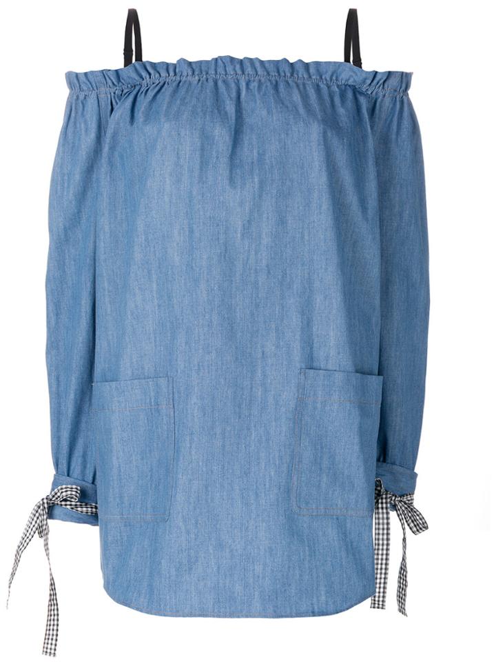 Miu Miu Off-the-shoulder Dress - Blue