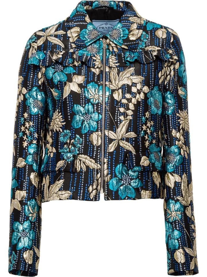 Prada Floral Cloqué Jacket - Blue