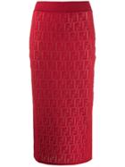 Fendi Ff Motif Knit Skirt - Red