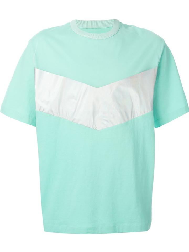 Juun.j Hologram Panel T-shirt, Men's, Size: 48, Green, Cotton/polyester