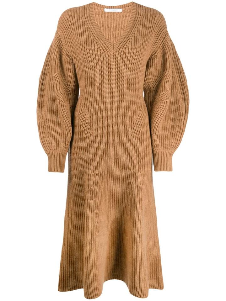 Givenchy V-neck Jumper Dress - Brown