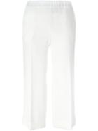 P.a.r.o.s.h. Cropped Straight Leg Trousers, Women's, Size: 44, White, Silk/spandex/elastane