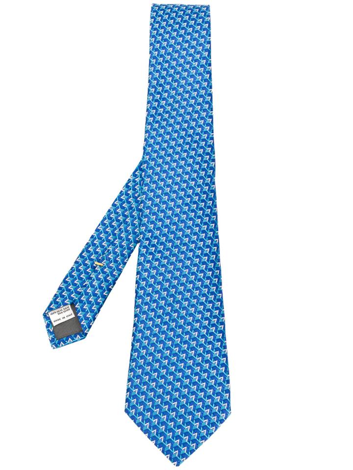 Canali Optical Print Tie - Blue