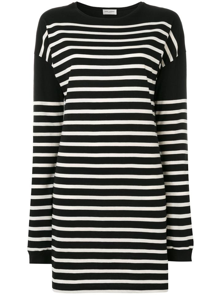 Saint Laurent Marinière Striped Sweatshirt Dress - Black