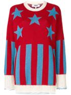 Msgm Stars And Stripes Sweater - Red