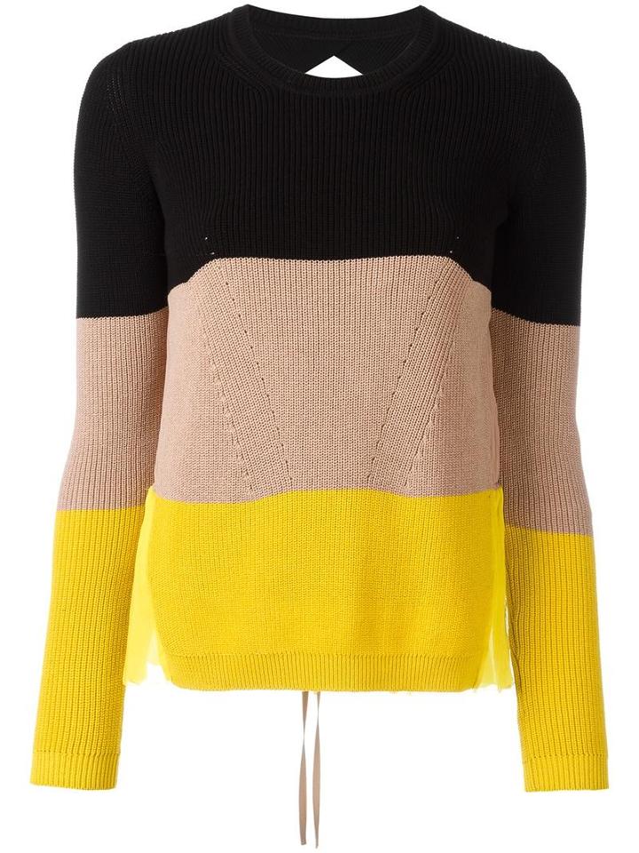 No21 Round Neck Jumper, Women's, Size: 38, Yellow, Cotton/silk