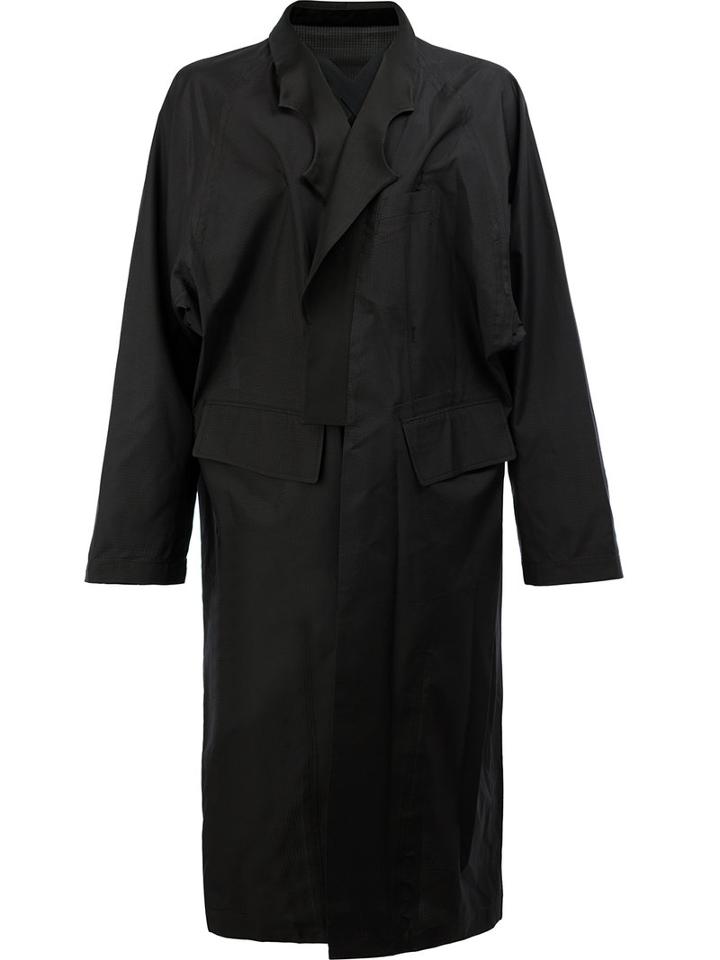The Soloist - Asymmetric Long Coat - Men - Silk/lamb Skin - 48, Black, Silk/lamb Skin