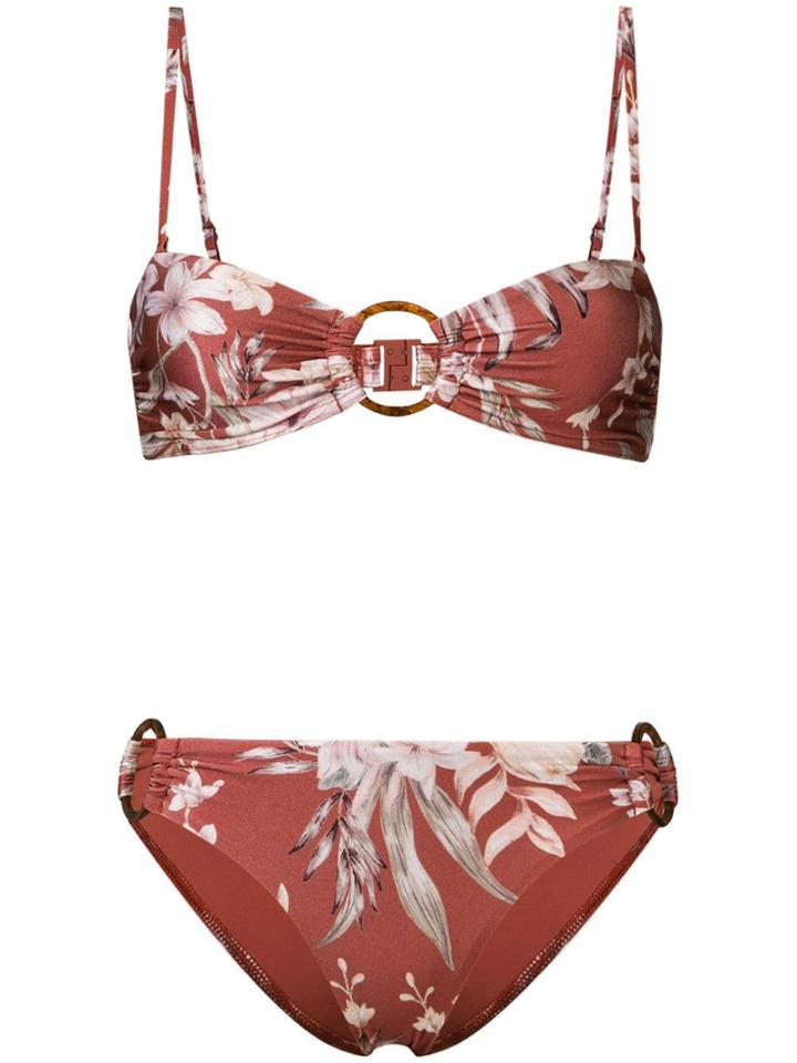 Zimmermann Reversible Tropical Print Bikini Top - Brown