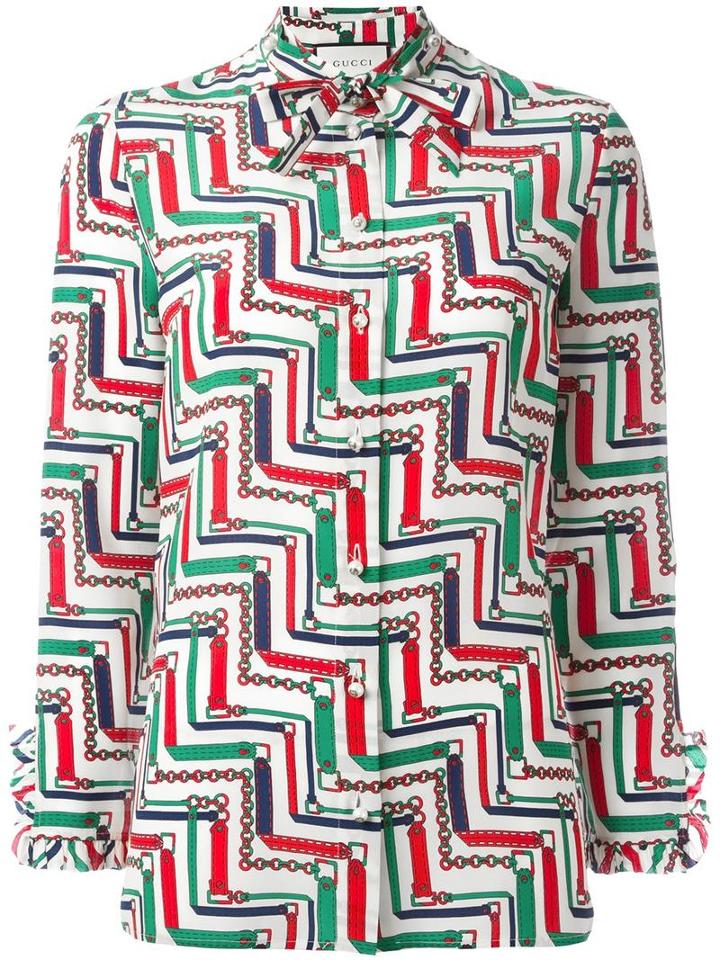 Gucci Printed Blouse, Women's, Size: 38, Silk