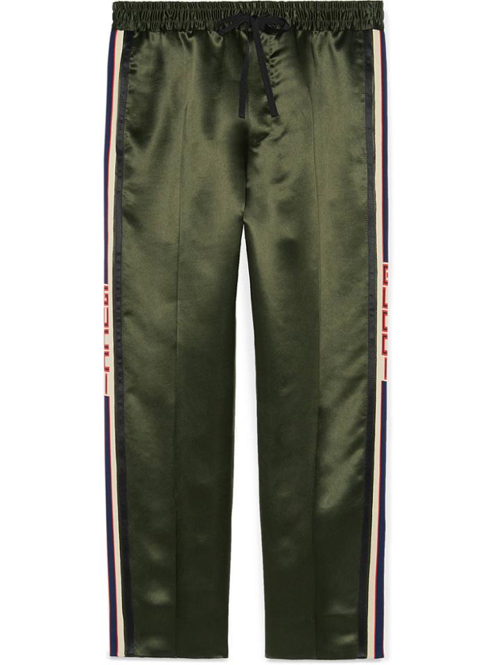 Gucci Acetate Jogging Pant With Gucci Stripe - Green