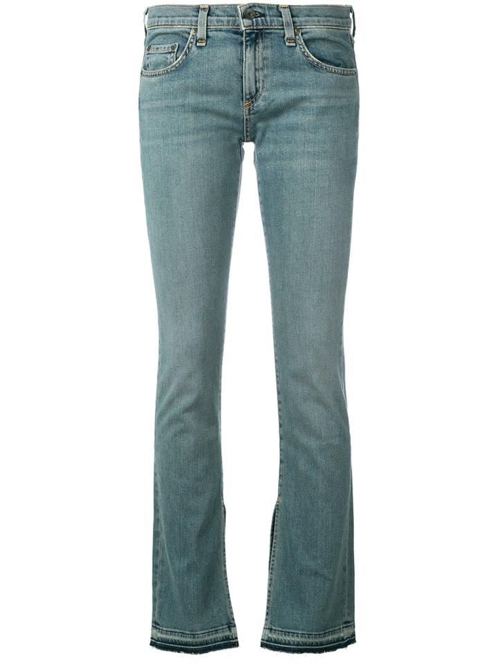 Rag & Bone /jean - Ankle-slit Jean - Women - Cotton/polyurethane - 24, Women's, Blue, Cotton/polyurethane