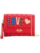 Love Moschino Love Quilted Appliqué Crossbody - Red