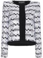 Balmain Sequin Embellished Cotton Blend Jacket - White
