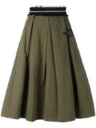 History Repeats - Frayed Waistband Skirt - Women - Cotton/spandex/elastane - 40, Green, Cotton/spandex/elastane