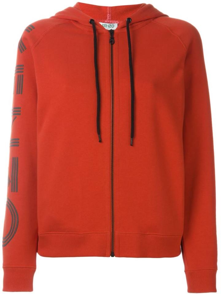 Kenzo Logo Print Hoodie, Women's, Size: L, Red, Cotton