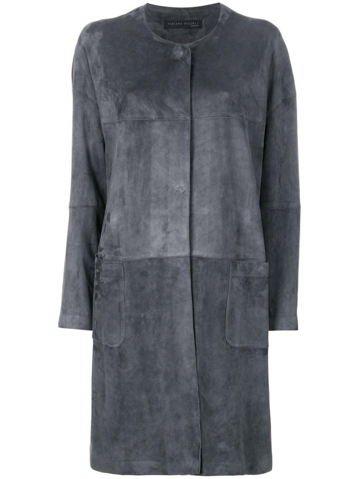 Fabiana Filippi Single Breasted Coat - Grey