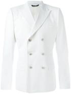 Dolce & Gabbana Double Breasted Jacket, Men's, Size: 48, White, Cotton/silk/polyester/cupro