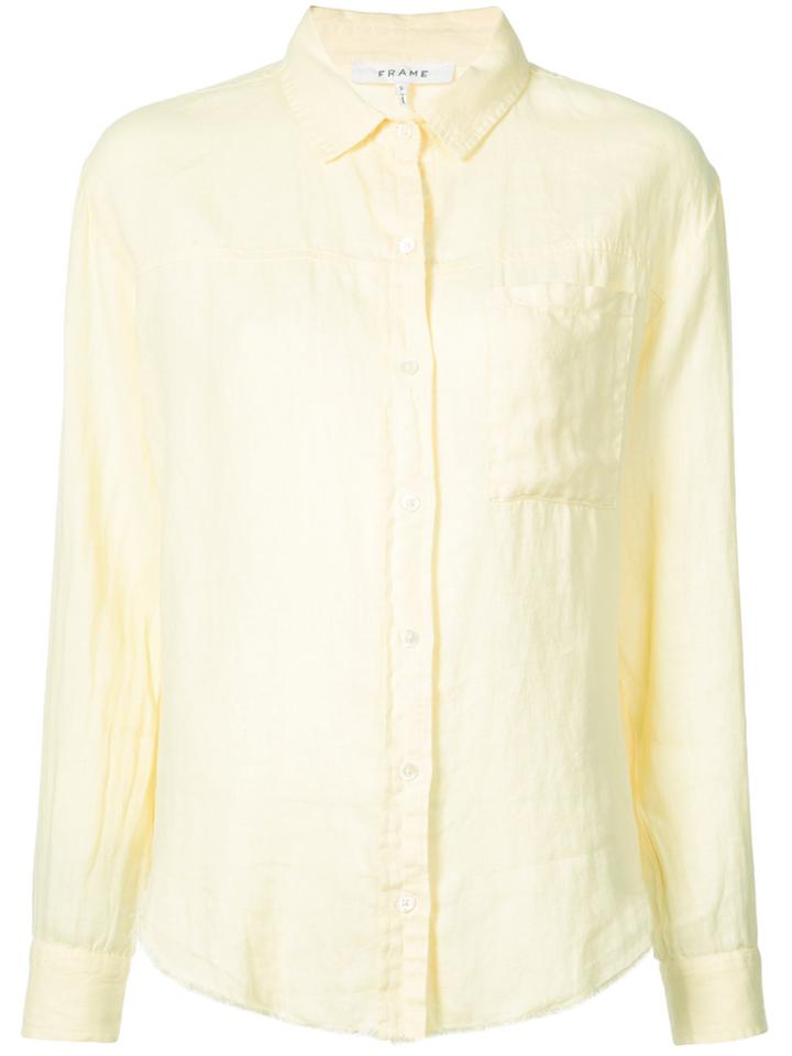Frame Denim Frayed Hem Shirt - Yellow & Orange