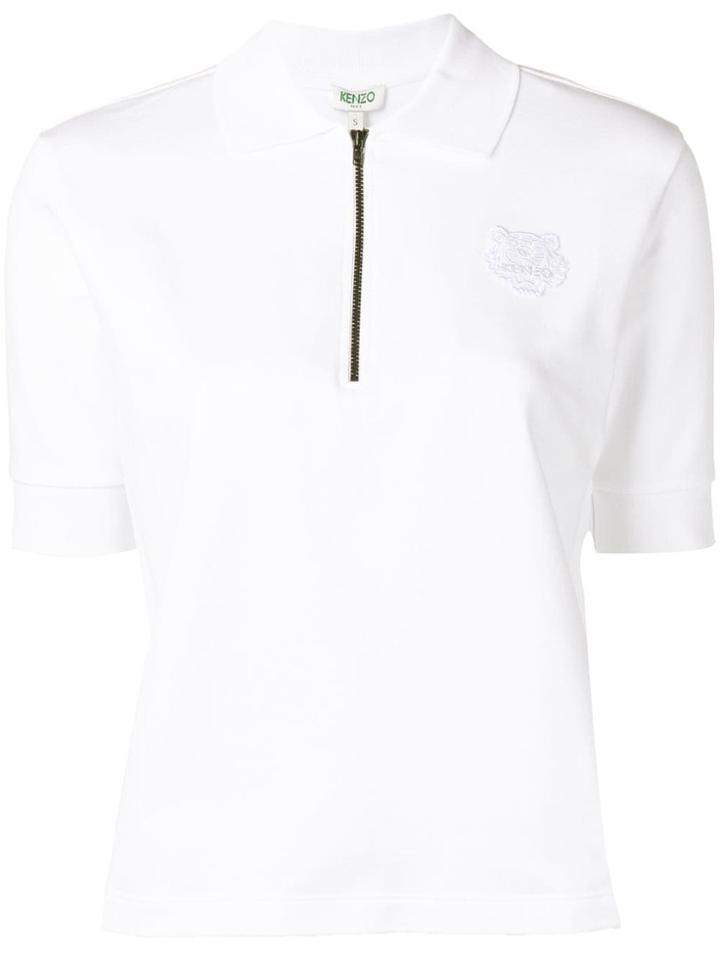 Kenzo Tiger-patch Polo Shirt - White