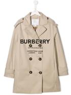 Burberry Kids Teen Logo Trench Coat - Neutrals