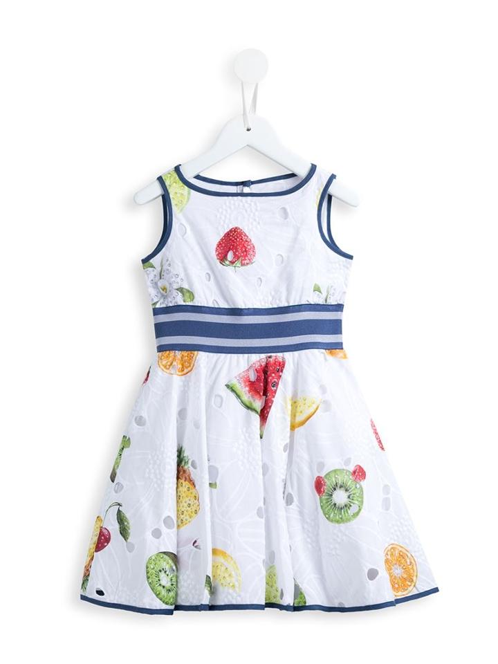 Monnalisa Fruit Print Dress, Girl's, Size: 12 Yrs, White