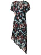Anna Sui Floral Print Asymmetric Dress - Blue