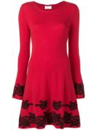 Allude Floral Lace Detail Dress - Red