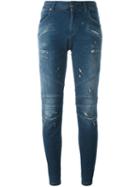 Pierre Balmain Biker Style Skinny Jeans, Women's, Size: 28, Blue, Cotton/polyester/spandex/elastane