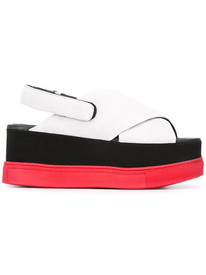 Mm6 Maison Margiela Striped Platform Sandals - Grey