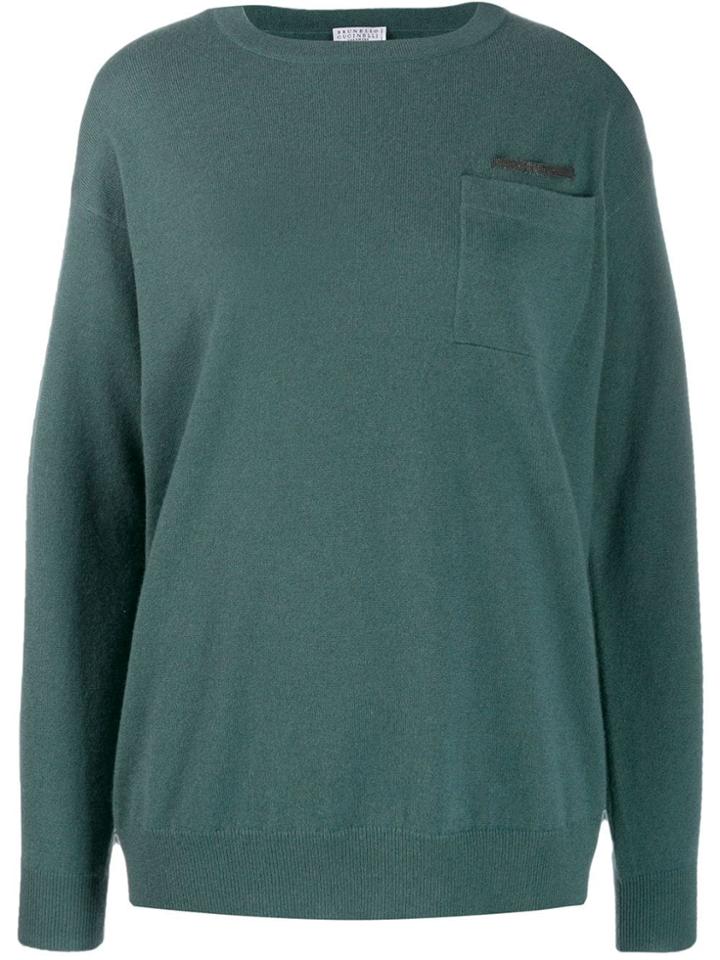 Brunello Cucinelli Bead-embellished Jumper - Blue