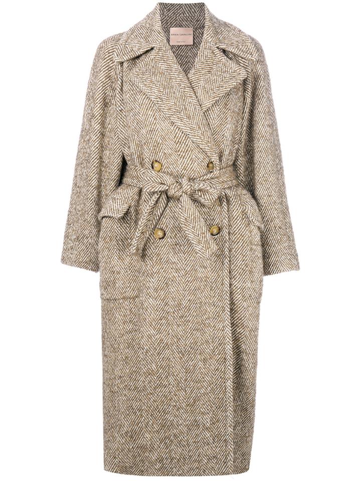 Erika Cavallini Oversized Herringbone Coat - Nude & Neutrals