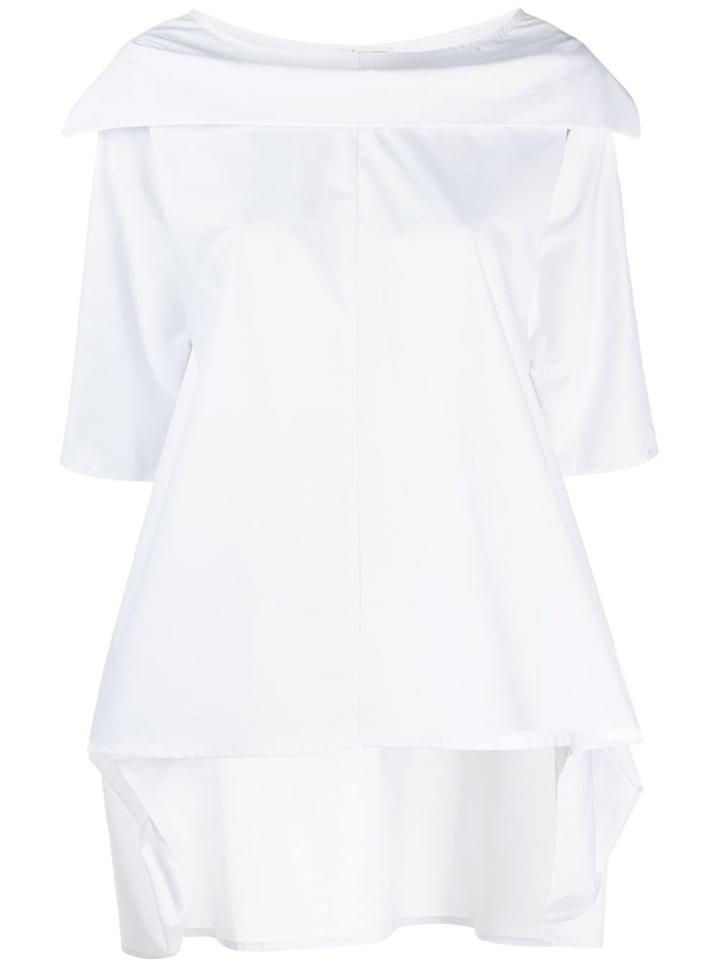 Stefano Mortari Zip Collar Draped Top - White