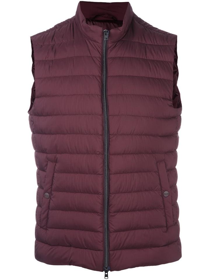 Herno Padded Vest, Men's, Size: 56, Red, Polyamide/polyurethane/feather Down