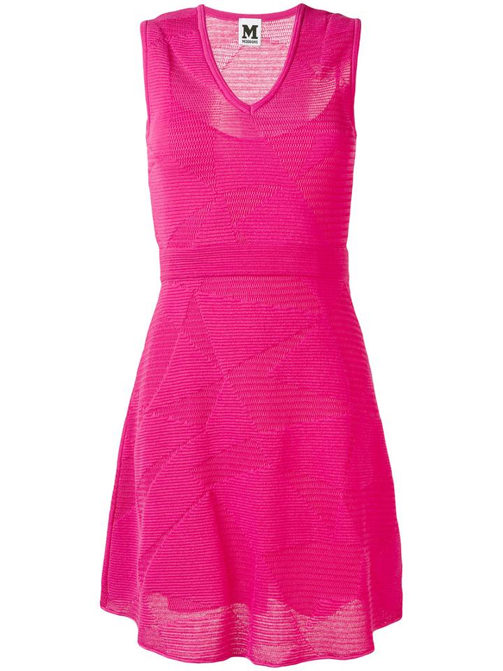 M Missoni - Knitted Flared Dress - Women - Cotton/elastodiene/polyamide/viscose - 40, Pink/purple, Cotton/elastodiene/polyamide/viscose