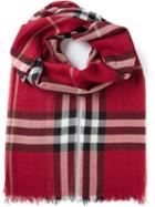 Burberry 'house' Check Scarf, Women's, Red, Silk/wool