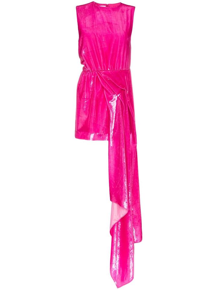 Halpern Dropped Waist Hi-sheen Mini Dress - Pink