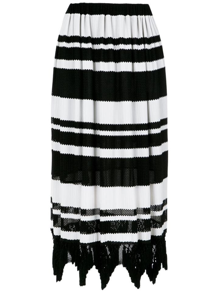À La Garçonne Striped Midi Knit Skirt - Black