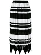 À La Garçonne Striped Midi Knit Skirt - Black