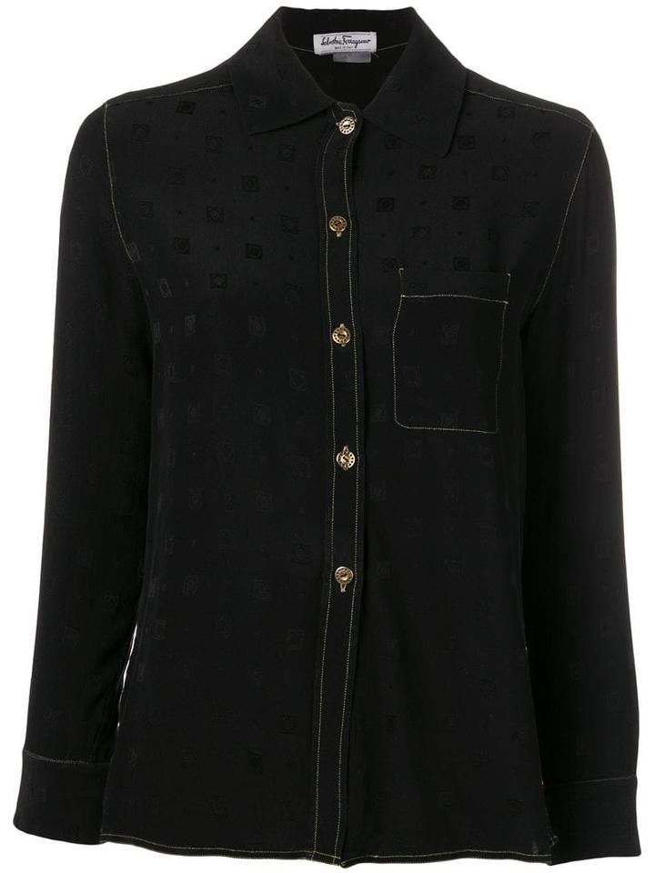 Salvatore Ferragamo Pre-owned 1970's Jacquard Detail Shirt - Black