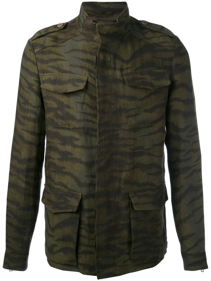 Etro - Zebra Print Cargo Pocket Jacket - Men - Linen/flax/polyester/acetate/cupro - Xxl, Green, Linen/flax/polyester/acetate/cupro