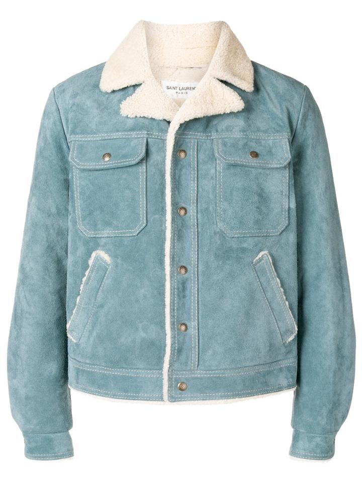 Saint Laurent Shearling Jacket - Blue