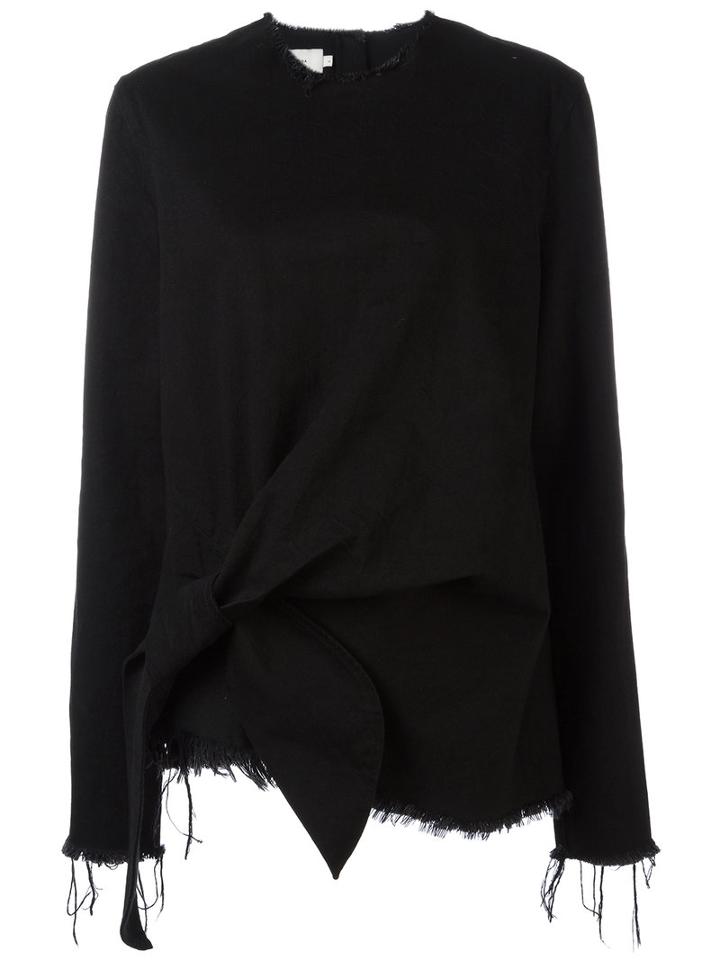 Marques'almeida Distressed Hem Detail Blouse, Women's, Size: Small, Black, Cotton