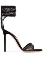 Gianvito Rossi Black 105 Lace Ankle Strap Sandals