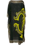 Roberto Cavalli Leopard Print Kaftan Dress - Black